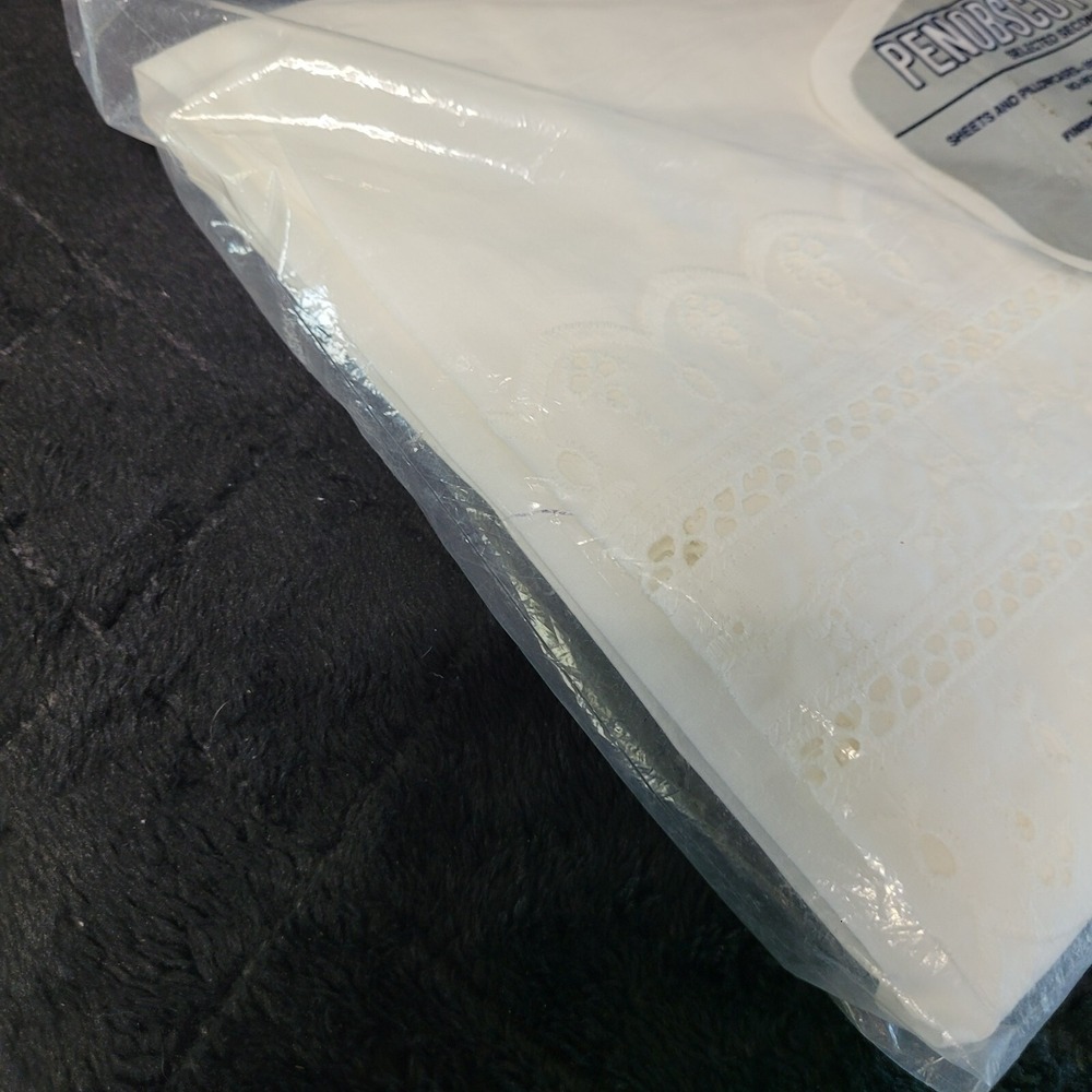 VINTAGE Eyelet Full Flat Sheet Penobscot Plus‎ Selected Seconds Off-White - Picture 4 of 6